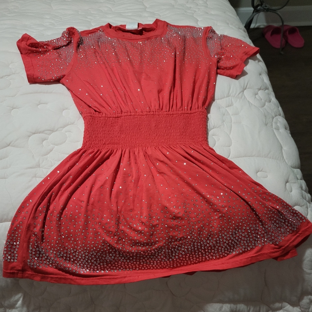 Queen Of Sparkles Red Dress with Silver Rhinestones